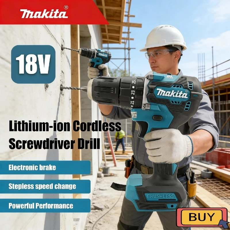 

Makita Power Tool brushless rechargeable impact drill, DDP487 high-torque electric screwdriver Tool 18V Battery
