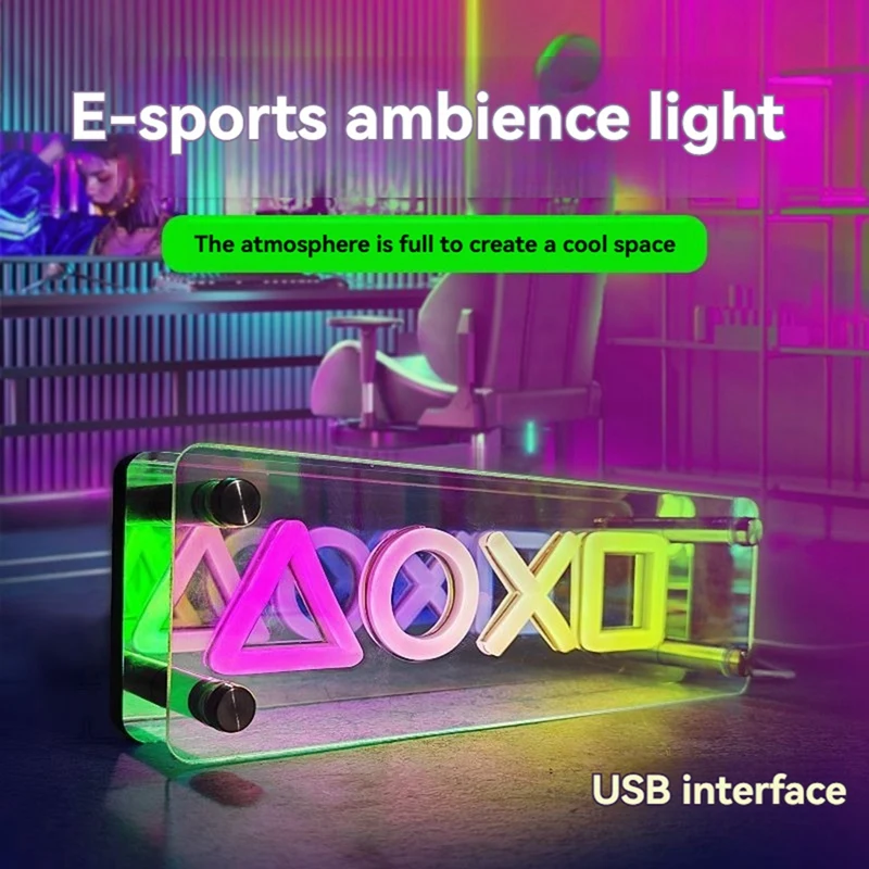 Neon Signs Lights LED Table Lamp Colorful Thousand Layer Mirror Atmosphere Light for E-Sport,Bedroom,Birthday,Decorate-DT30