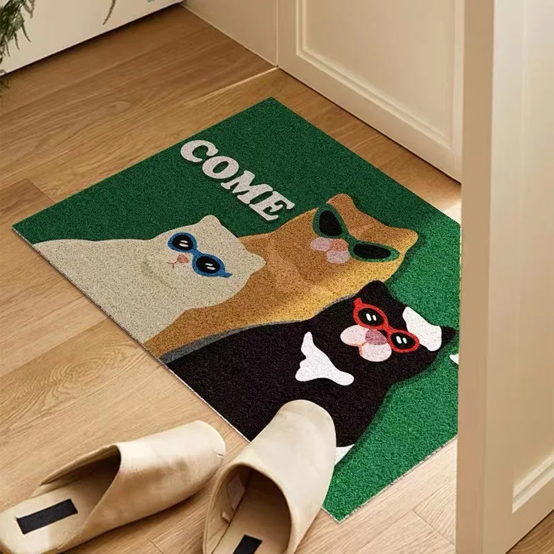 

Funny Cats Entrance Doormat Dogs Anti-slip PVC Floor Mats Easy Clean Entry Porch Hallway Entryway Home Decor Dust Removal Carpet