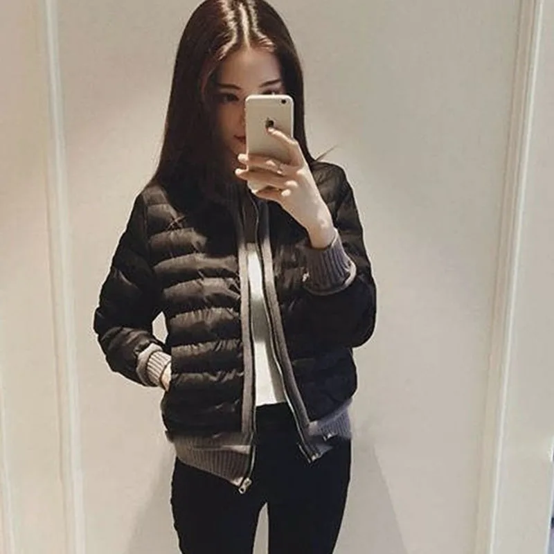 Autumn Winter Ladies Short Down Cotton Coat Korean Women Long Sleeves Cotton Padded Jacket 2025 Female Light Thin Parkas Outwear