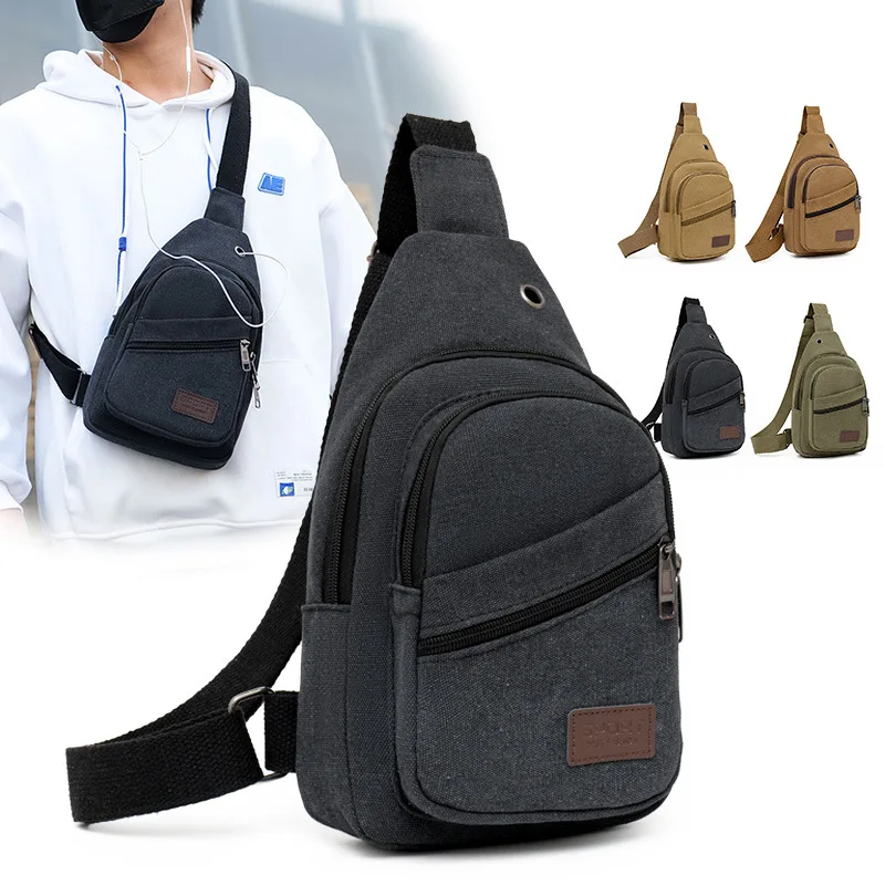 

Chest Bag Men's Casual Large-capacity Sports Bag Canvas Wear-resistant Fashion Crossbody Bag Single Shoulder Men's Bag