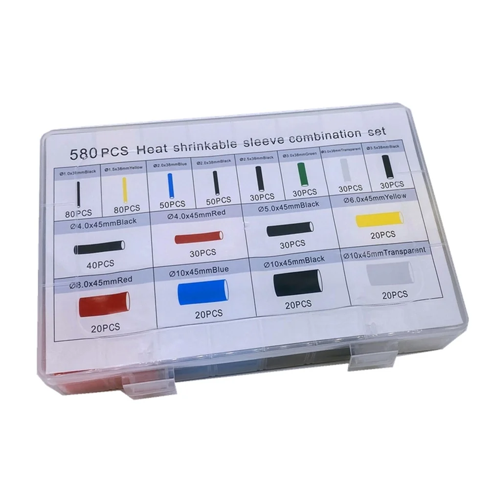580 stücke Schrumpf Schlauch Isolierung Schrumpf Rohre Sortiment Elektronische Polyolefin Draht Kabel Hülse Kit Schrumpf Rohre