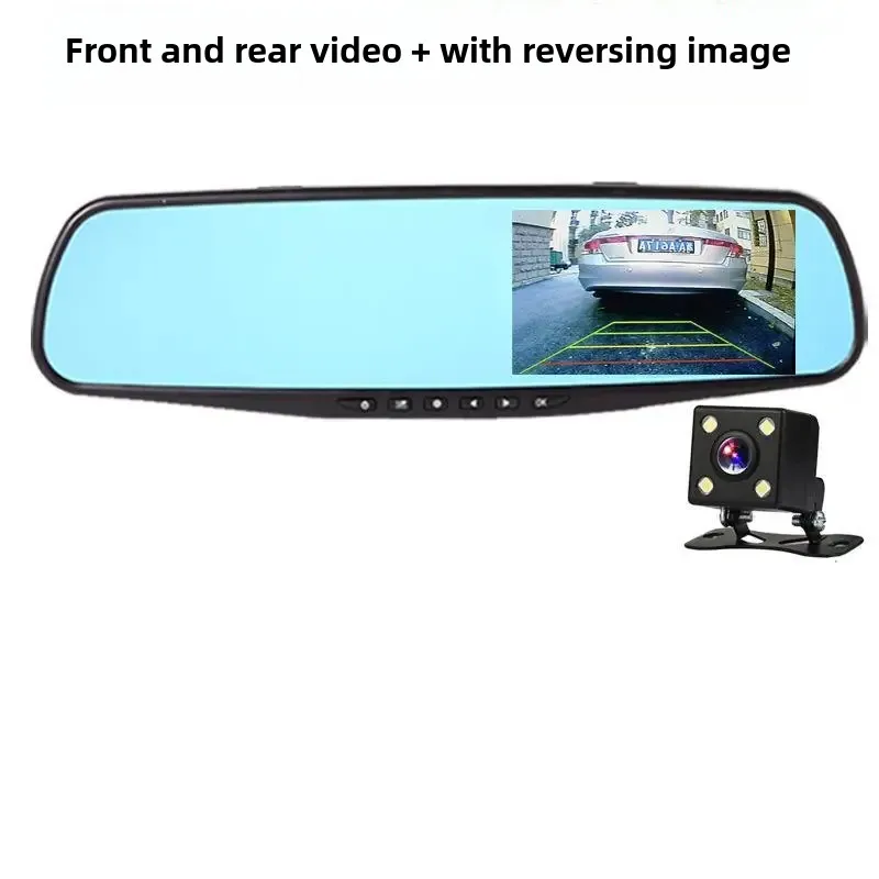 Car Rearview Mirror Dash Cam 4.3 Inch 1080p Single Double Lens Backup Camera Parking Monitoring Integrated GPS Navigation