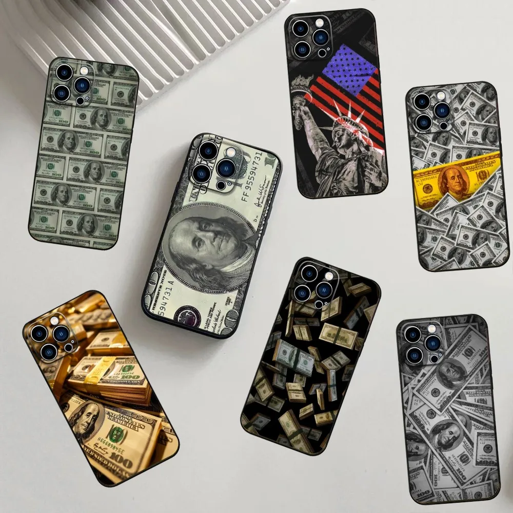 

Banknote Dollar Cash Money Phone Case For iPhone 16,15,14,13,12,11,Pro,X,XS,Max,XR,Plus,Mini Soft Silicone Black Shockproof TPU