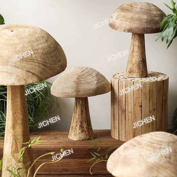 

Деревянное украшение в форме гриба в стиле ваби-саби, ретро-декор из массива дерева для дома, большие напольные украшения для двора и сада