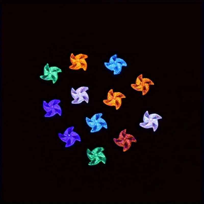 50/100 pièces lumineux moulin à vent forme Nail Art bijoux glace à travers doré couleur résine accessoires Nail Art épingle à cheveux décor accessoire