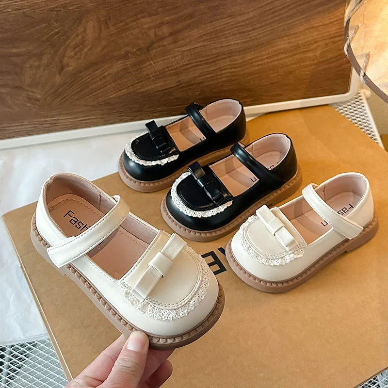 

Fashion New Baby Girl Leather Shoes Soft Sole Spring Autumn Bow Princess Shoe School Student Flats Loafers Kids Size 22-33