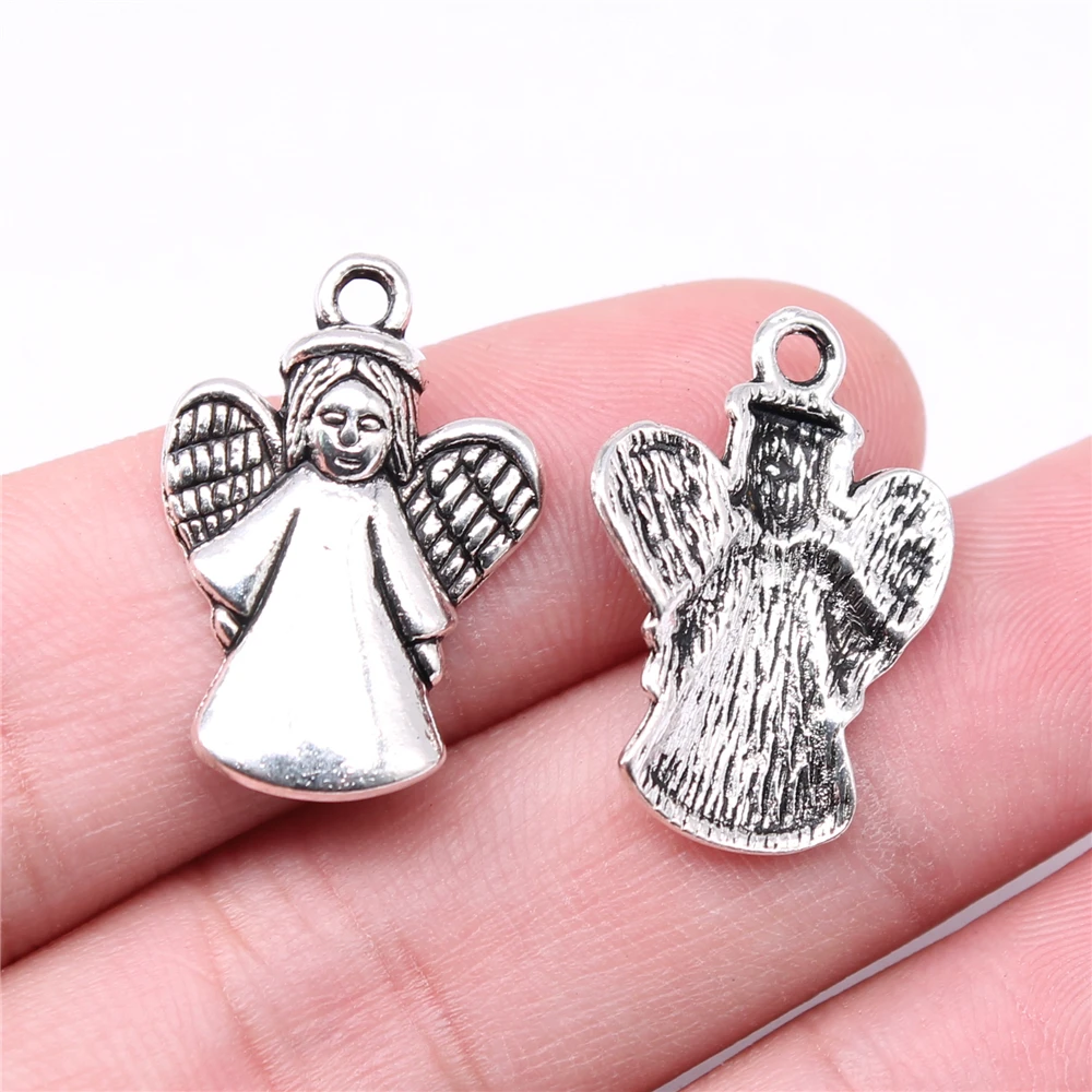 

Wholesale 120pcs/bag Charms Wholesale 24x17mm Angel Charms Wholesale DIY Jewelry Findings Antique Silver Color Alloy Charms