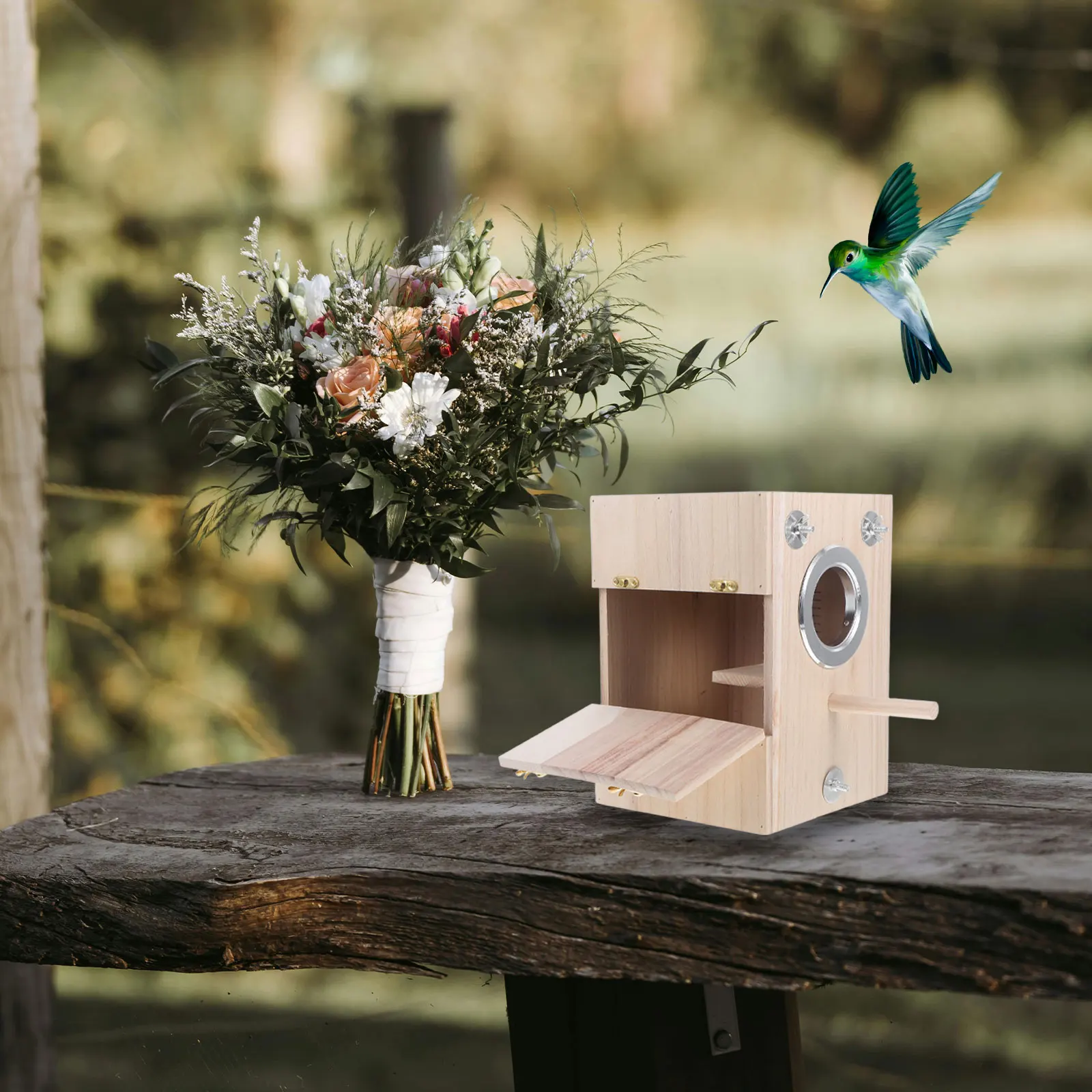 

1pc Wooden Breeding Box Durable Natural Wood Nest For Canary Parrot Lark Bird House Wood Nesting Holder Bird Incubator Cage Play