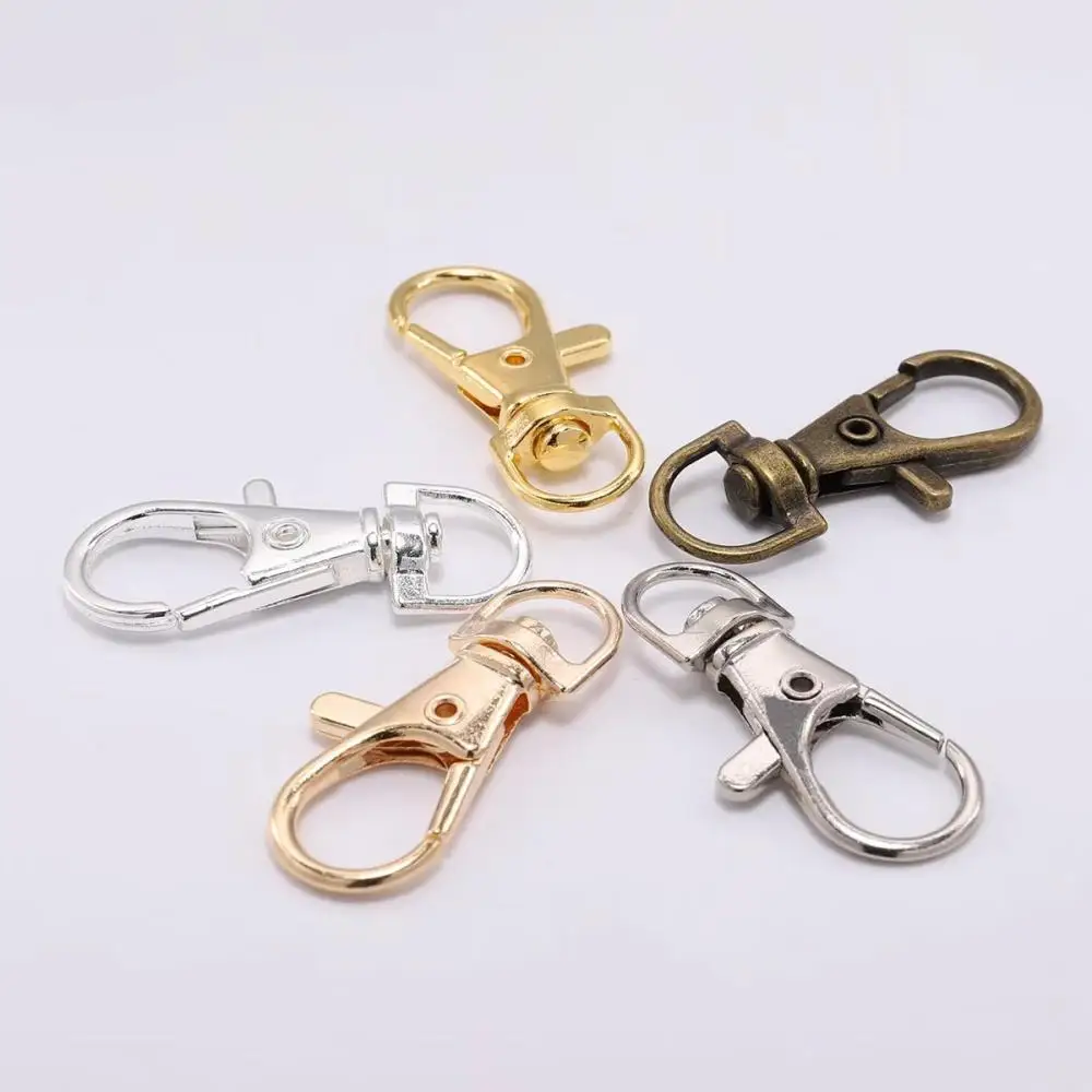 10pcs/lot Split Key Ring Swivel Connector Carabiner Silver Plated Lobster Clasp Hooks DIY Keychains For Bag Chains DIY Jewelry