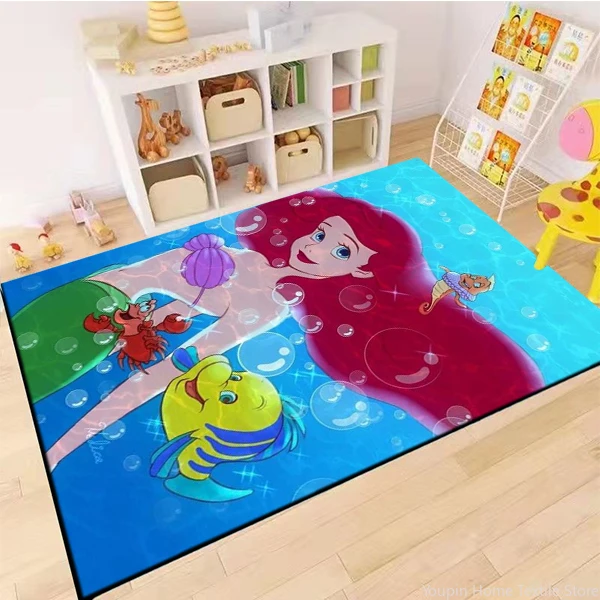 Disney Little Mermaid Kids Non-slip Large Area Rug 3D Carpet for Home Living Room the Bedroom Sofa Doormat Decor Gift MINISO Mat