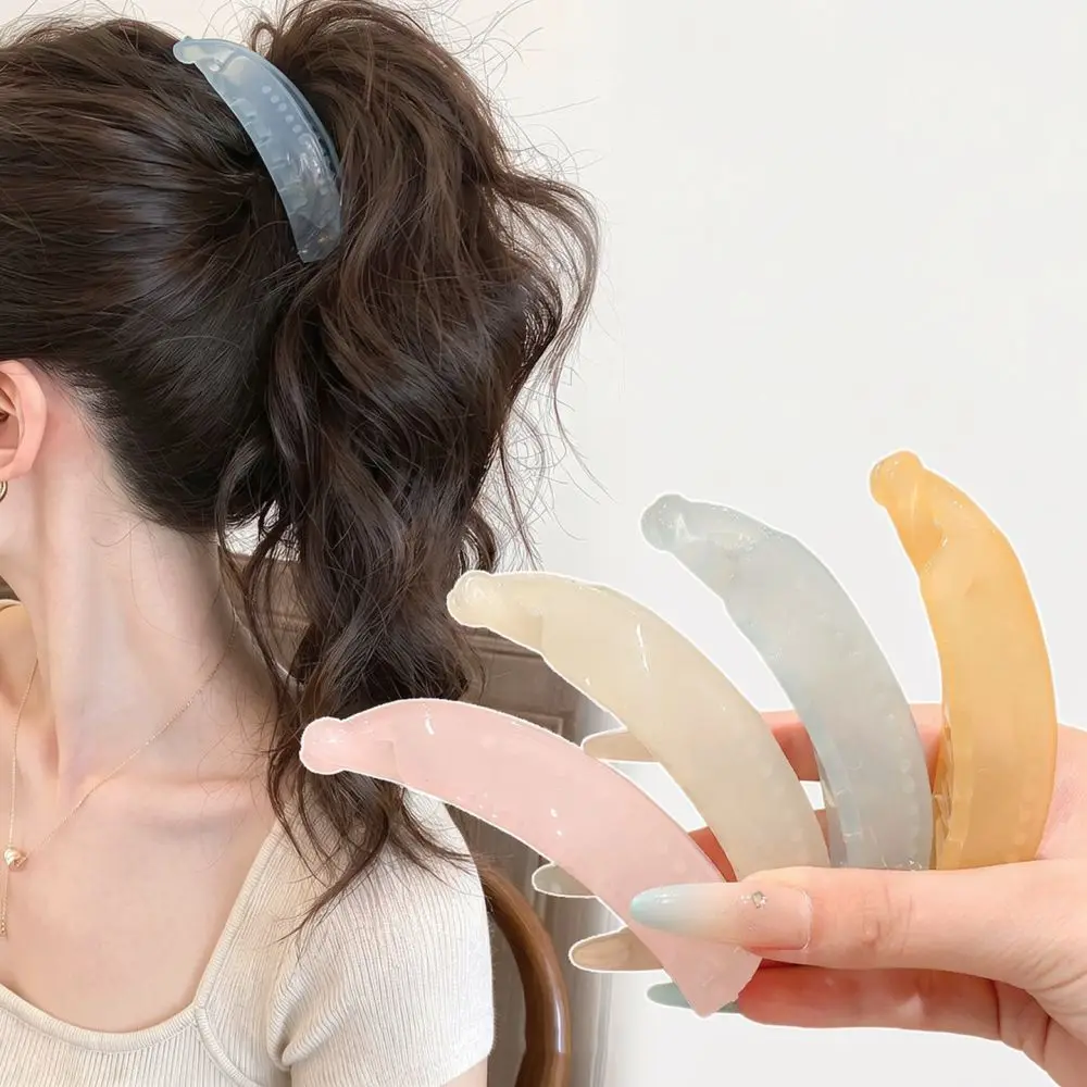 Geometric Jelly Banana Hair Clip Large Ponytail Holder Fashion Styling Accessory Women Elegant Secure Daily Headwear