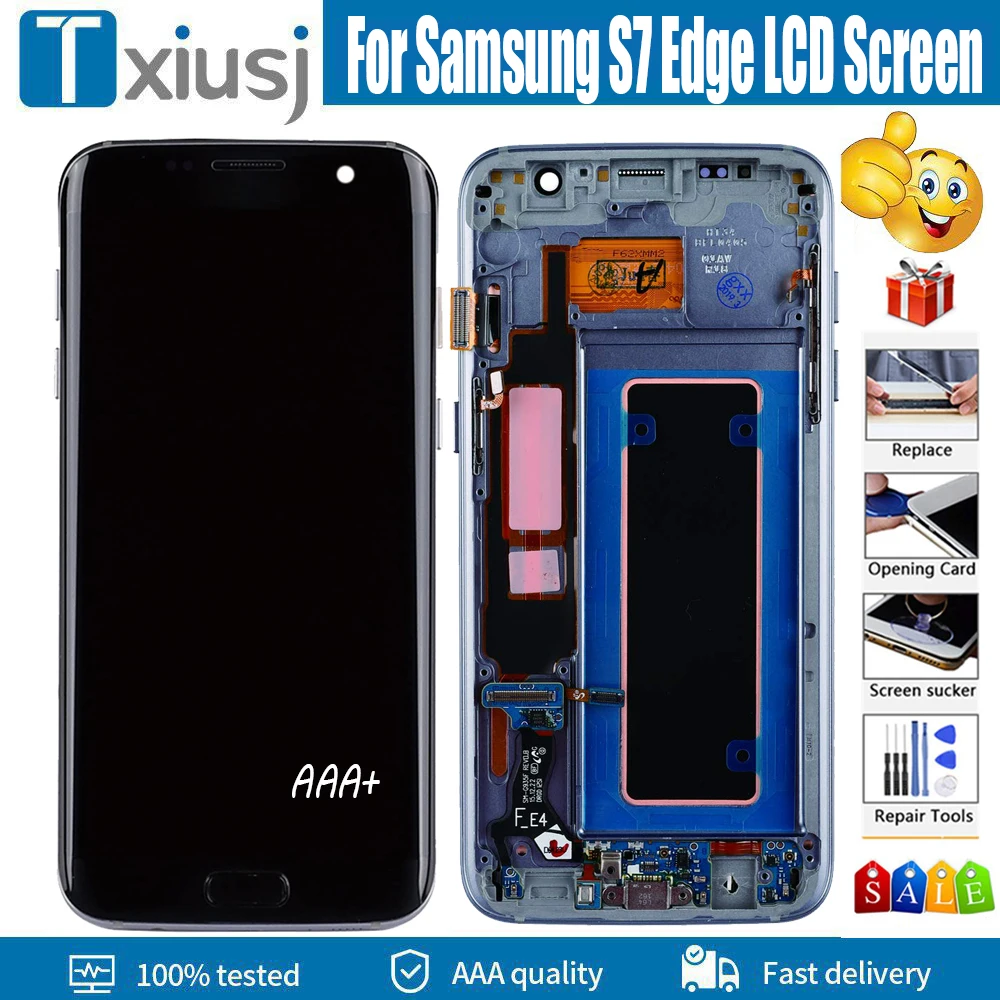 AAAAA Super AMOLED LCD Display For SamsungS7 Edge G935A G935V G935P G935T G935F Replacement LCD Touch Screen Display Assembly