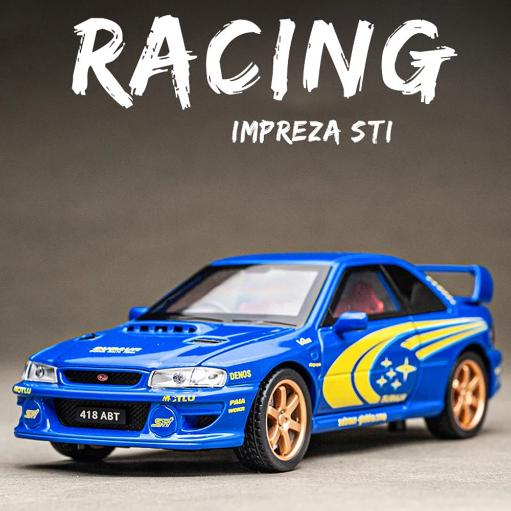 1:32 Impreza Alloy Diecast Sport Car Model Toys Front-wheel Steering Sound Light Pull Back Doors Opened Vehices Exquisite Gifts