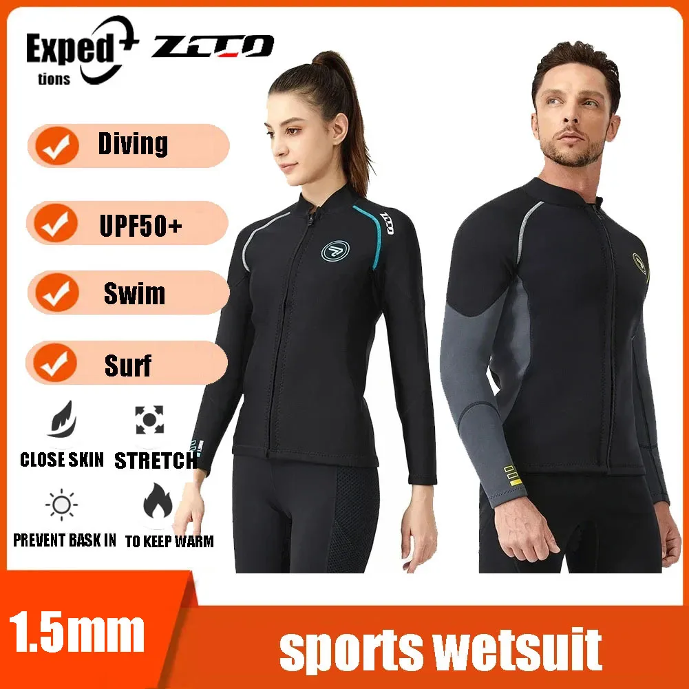 

ZCCO Women Diving Jacket Scuba Spearfishing 1.5MM Neoprene Wetsuit Men Snorkeling Surfing Coat Winter Deepwater Thermal Swimwear