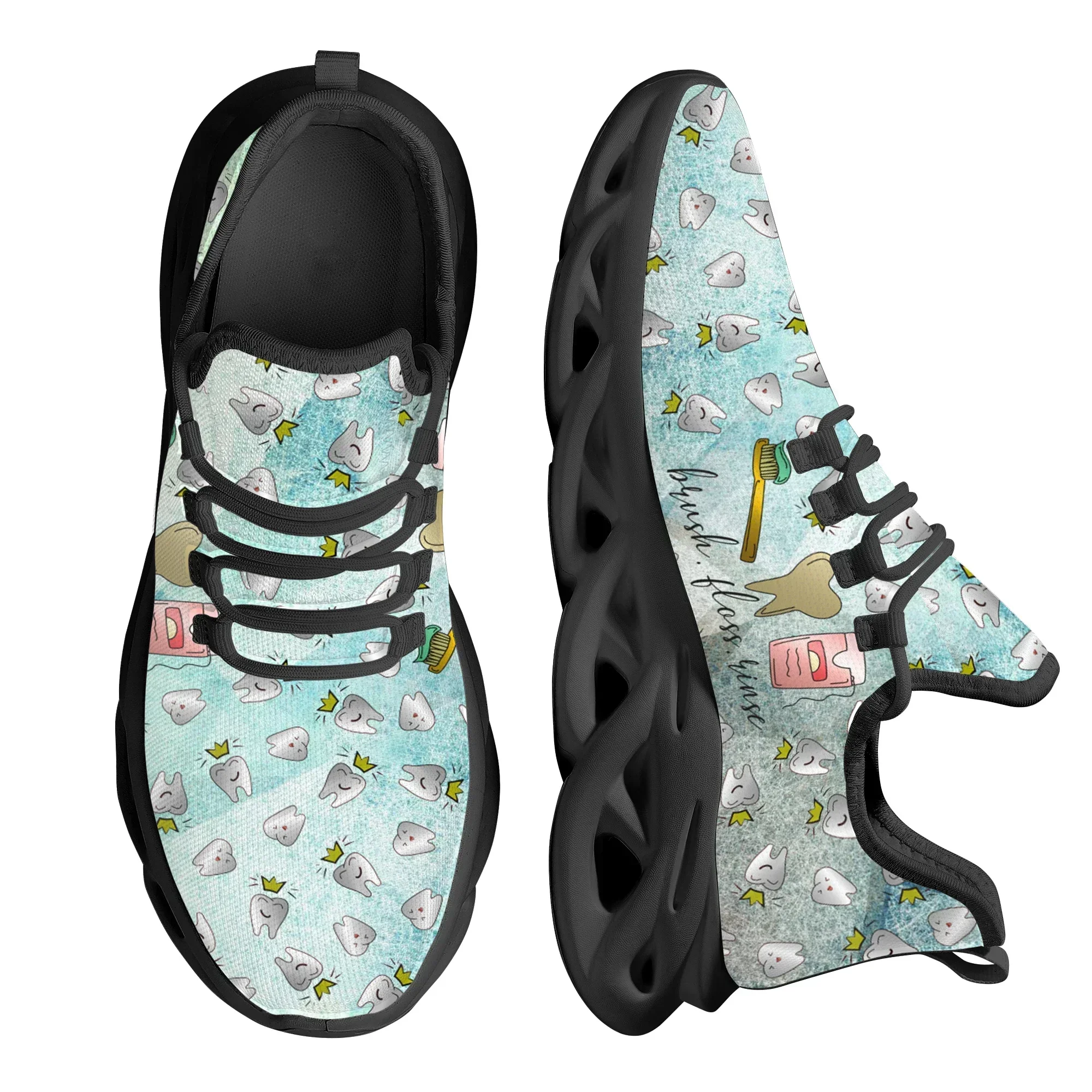 

Fashion Shock Absorbing Women Nursing Shoes Cartoon Teeth Toothbrush Design Flat Sneakers Protect Teeth Running Shoes