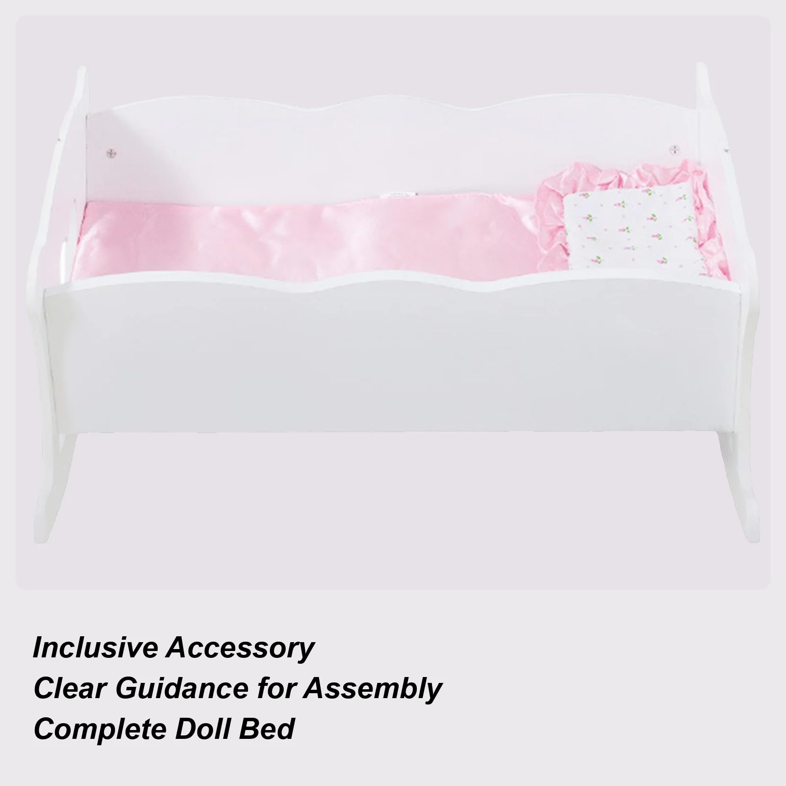 Drewniana kołyska dla lalek, uroczy zestaw mebli do pokoju dziecięcego, łóżeczko dla lalek, kołyska bujająca się dla chłopców, dziewczynek, dzieci, przedszkolaków i przedszkolaków w wieku przedszkolnym.