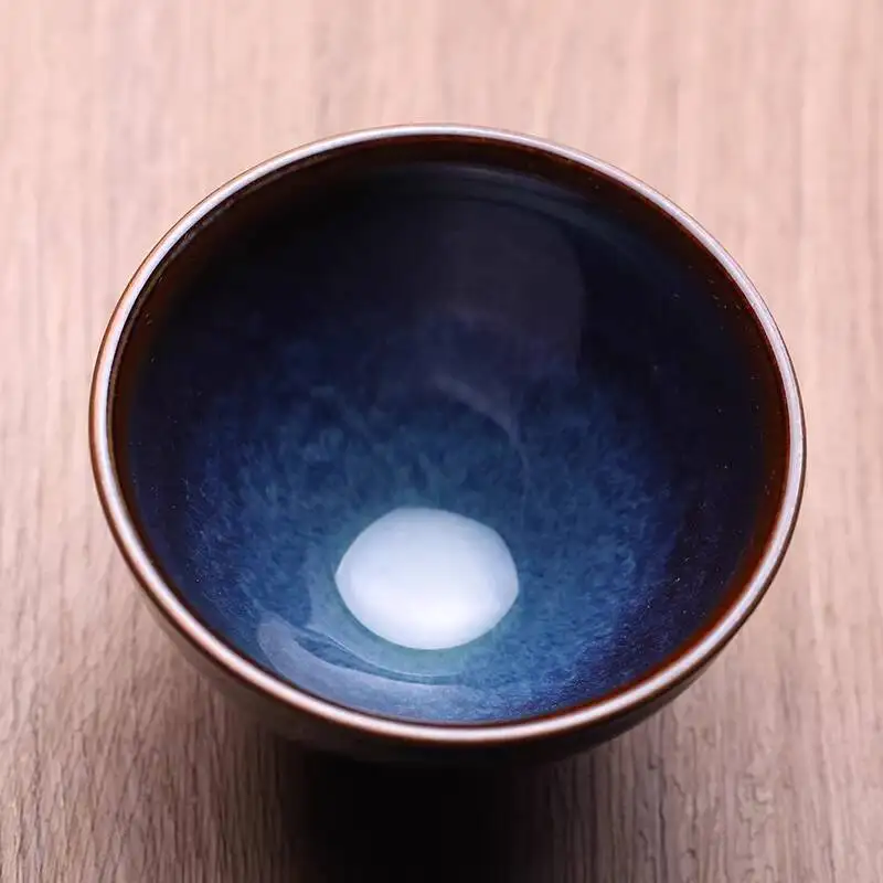 Zhou Jianqiang Of The Intangible Cultural Heritage Returns With Blue Jianzhan Master Cup, A Fully Handmade Tianmu Yaobian Vessel