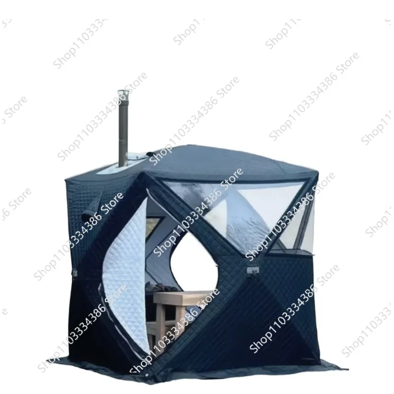 Winter Outdoor Pop Up Windproof Thickened Cold Resistant Sauna Room Portable Square Large Ice Fishing House Tent