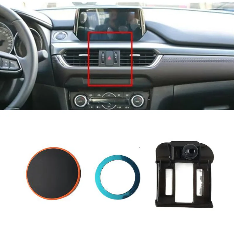 1Set ABS Material For 2014-2019 Mazda 6 Atenza Special Car Phone Holder Fixed Bracket Stand Mobile Magnetic Attraction Function