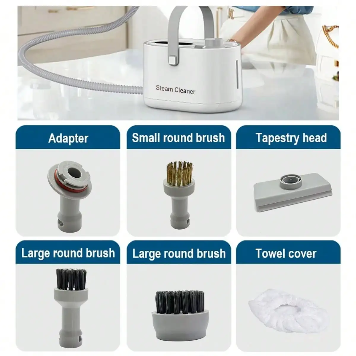 Powerful 1200W Handheld Steam Cleaner, High Pressure Portable Deep Clean for Home, Car, Kitchen with Brush Heads