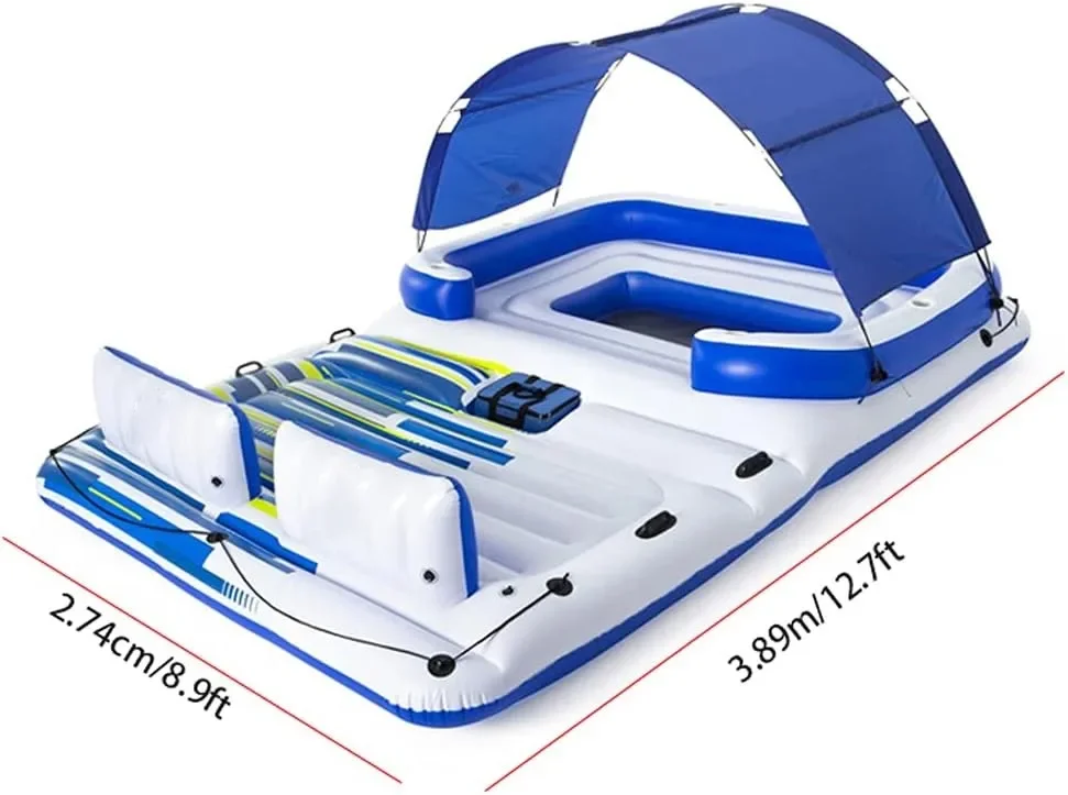 6 People Water Floating Island Pool Giant Lake Leisure Raft Large PVC Inflatable Island for Lake Beach River