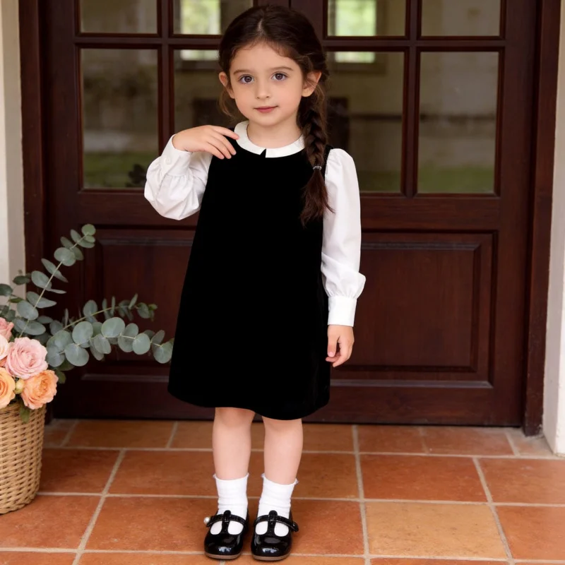 

Children's dress2026Spring and summer new fashion versatile solid color dress for girls, stylish vest dress for baby girls
