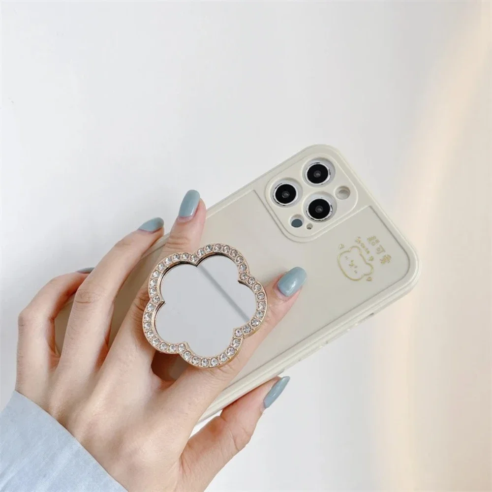 Bonito coração flor espelho griptok suporte para iphone 15 14 samsung universal acessórios do telefone suporte do telefone aperto tok suporte