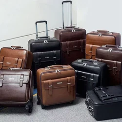 Valise de voyage en aluminium, bagage en cuir de haute qualité, taille à main, taille d'enregistrement, portefeuille, ordinateur et sac à main