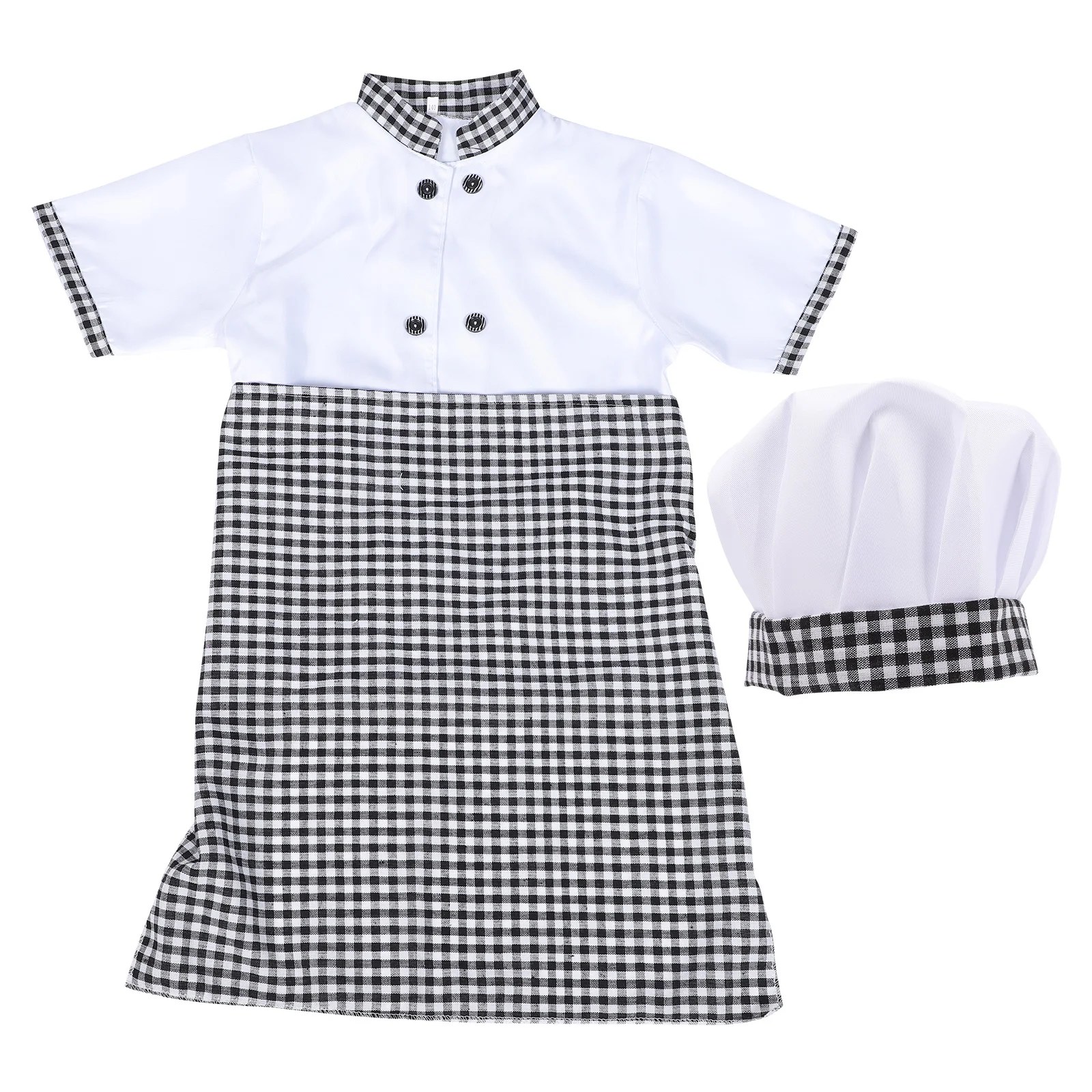 

1 set Kids Chef Chef Costume For Kids Coat Hat Apron Set Cotton Unisex Short Sleeve Pretend Play Clothes Toddler 120cm