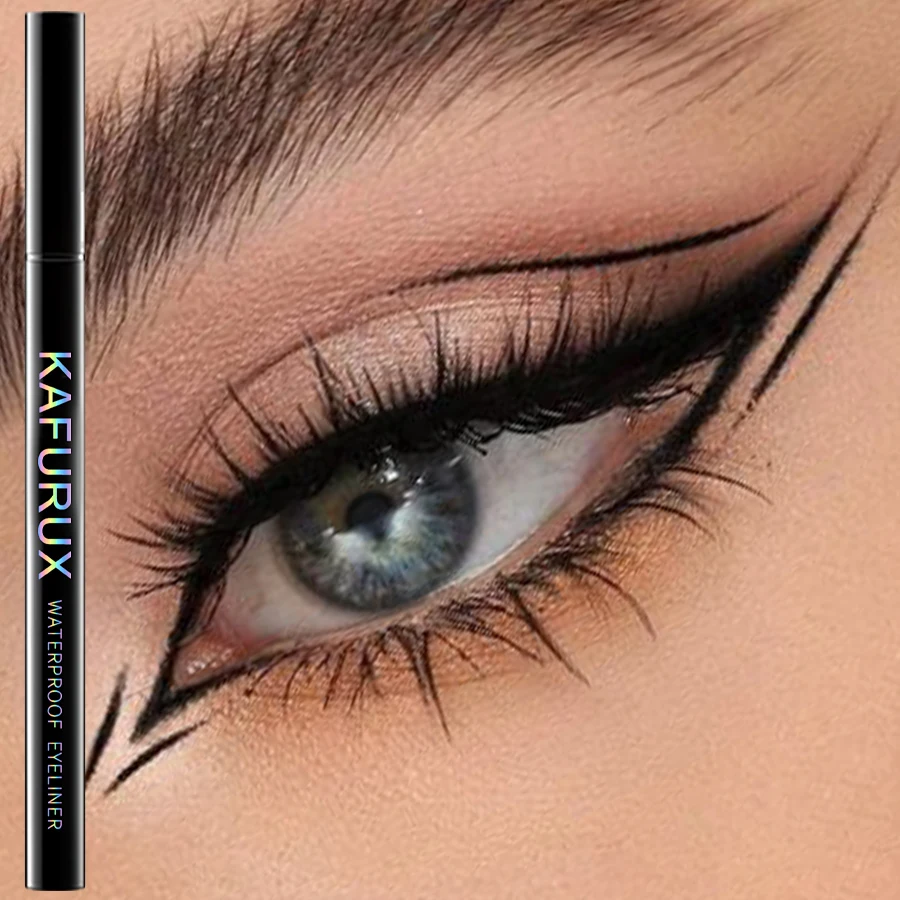 1 Stück schwarzer, schnelltrocknender Eyeliner-Stift für langanhaltendes, geschmeidiges, mattes Augen-Make-up, wasserfest, wischfest, flüssiger Eyeliner-Stift_voghion.com