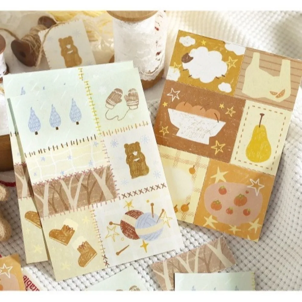 Cute Cartoon Pattern Patchwork Note Patchwork Style DIY Material Message Notes Pads Easy-tear Stationery Notepads For Journaling