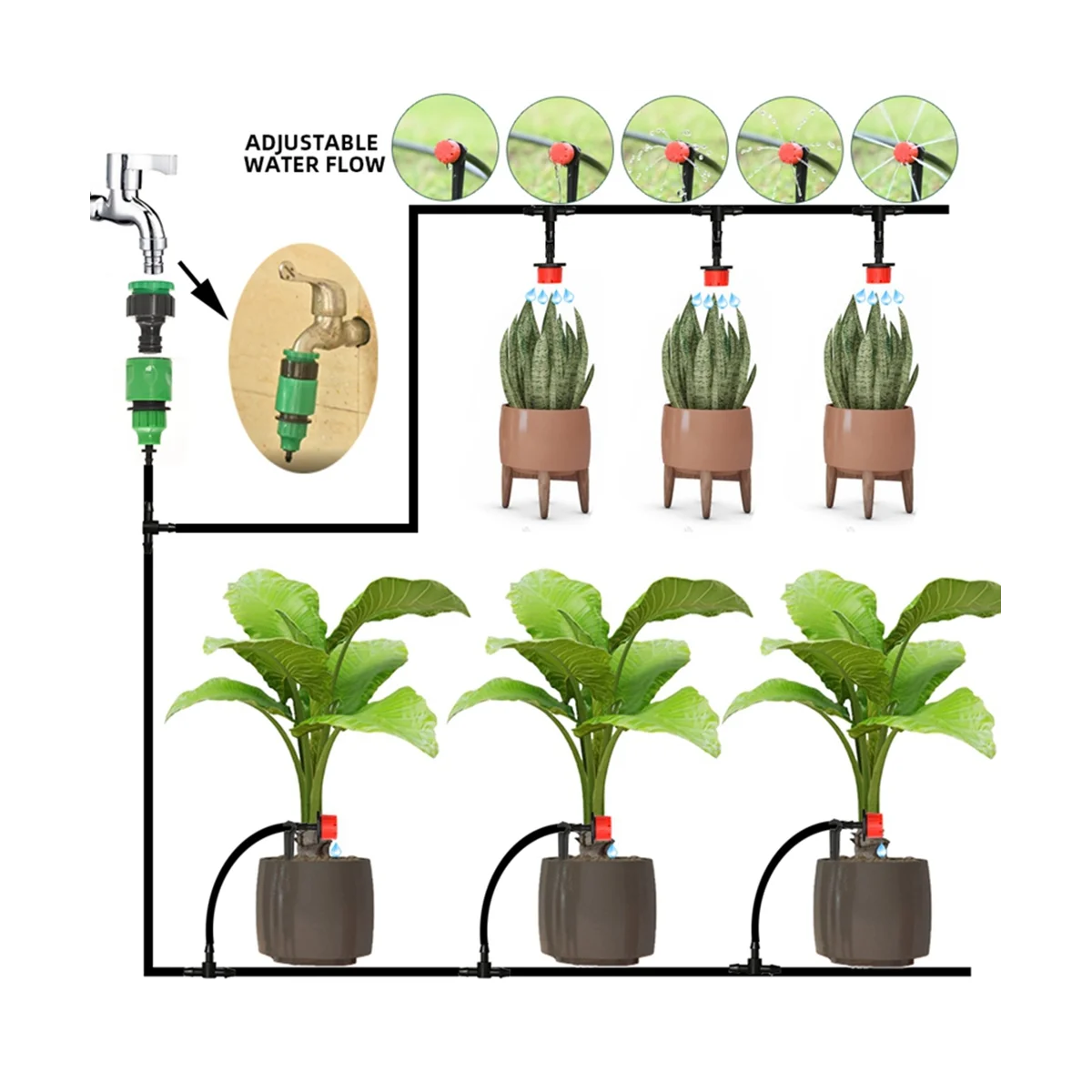 نظام ري بالتنقيط قابل للتعديل ، مجموعة سقي النباتات ، مجموعة سقي الحدائق ، صانعات الري ، صانعات