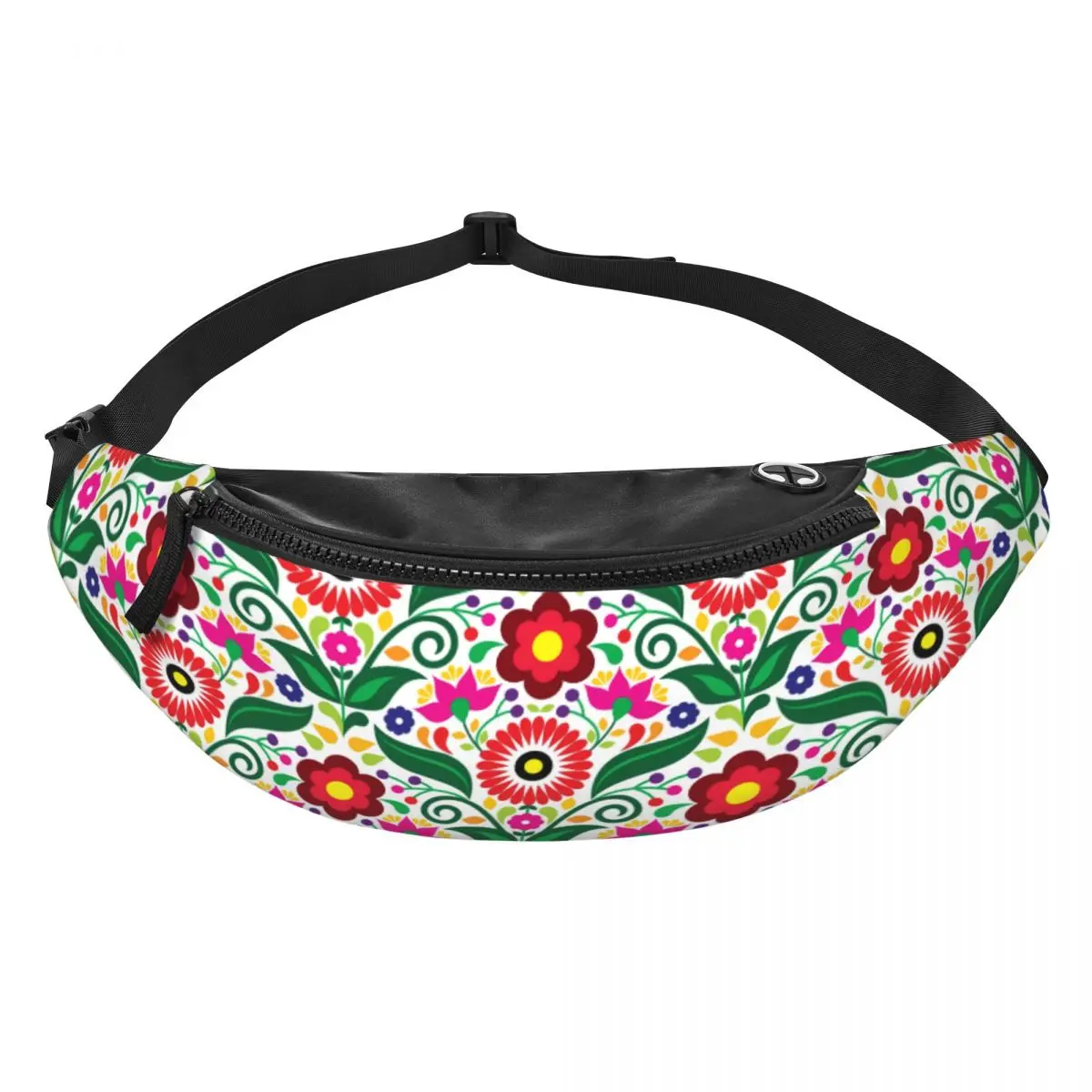 Custom Colourful Floral Mexican Flowers Fanny Pack Women Men Crossbody Waist Bag for Traveling Phone Money Pouch