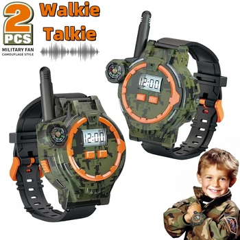 2 יחידות מכשירי Walkie Talkies נטענים לילדים, רדיו דו כיווני Walky Talky עם פנס ומצפן, טווח העברה של 200 מטר, יצוא