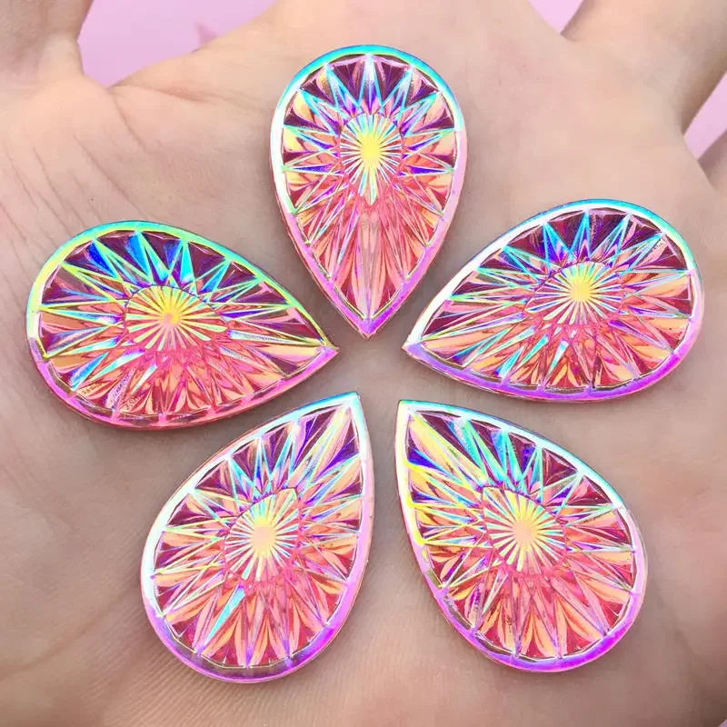 20*30mm 12pcs Water Drop Shine Crystal AB Color Rhinestone Sew On Stones buttons for DIY Garment Jewelry -B89