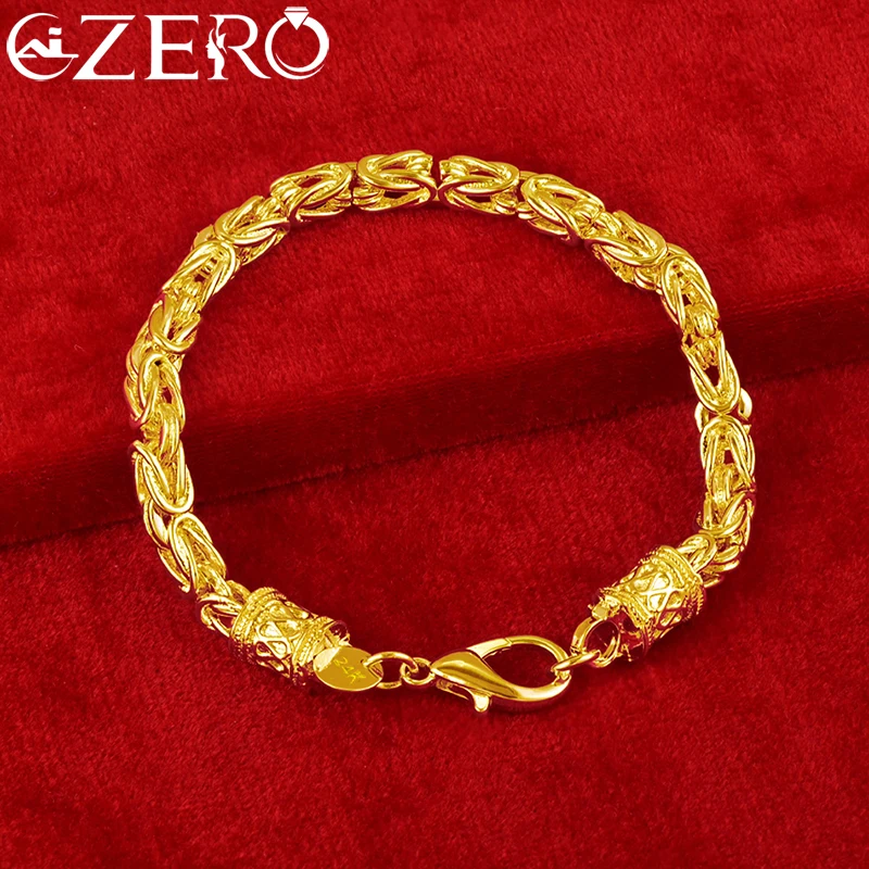 ALIZERO 18K Gold Dragon Head Bracelet Chain For Man Women Wedding Party Accessories Fashion Luxury Charm Jewelry Gift