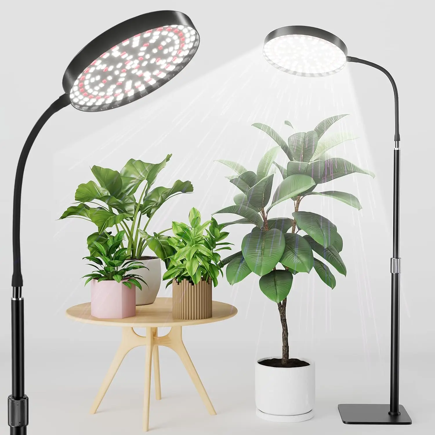 Led Grow Light Indoor Plants 6000K Full Spectrum With Stand AC85-265V Floor Plant Growing Lamp Auto ON/Off Timer 4/8/12Hours