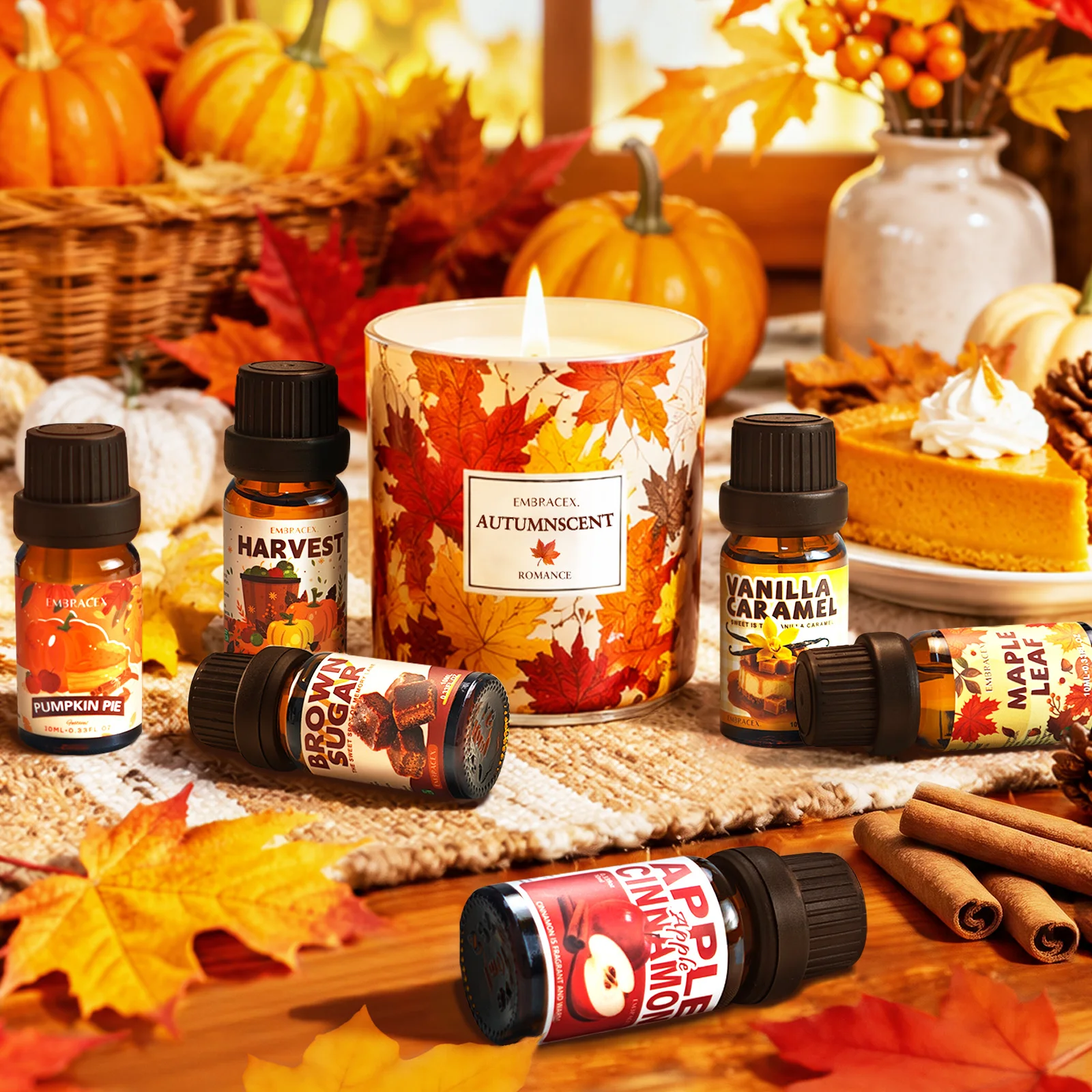 10ml Brown Sugar Fragrance Oil, Autumn Atmosphere, Suitable for Car Diffusers, Candle Making, Indoor Fragrance, Autumn Gift