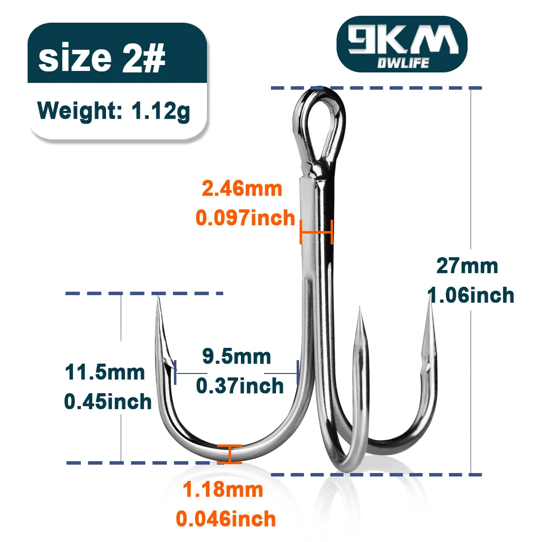 9KM DWLIFE Fishing Triple Hooks 25-50 Pieces 6