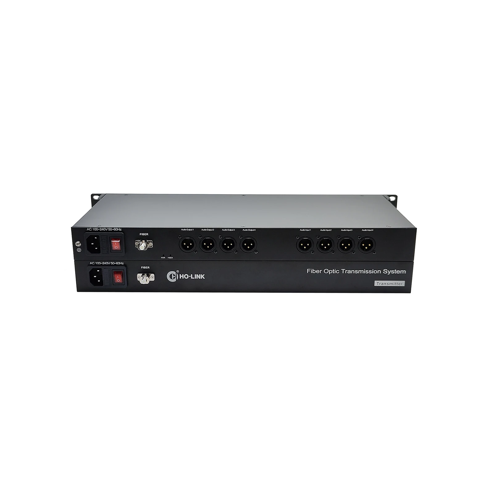 48VDC Phantom Power Supply 8 Port Forward XLR Audio Over Fiber Converter LC Connector