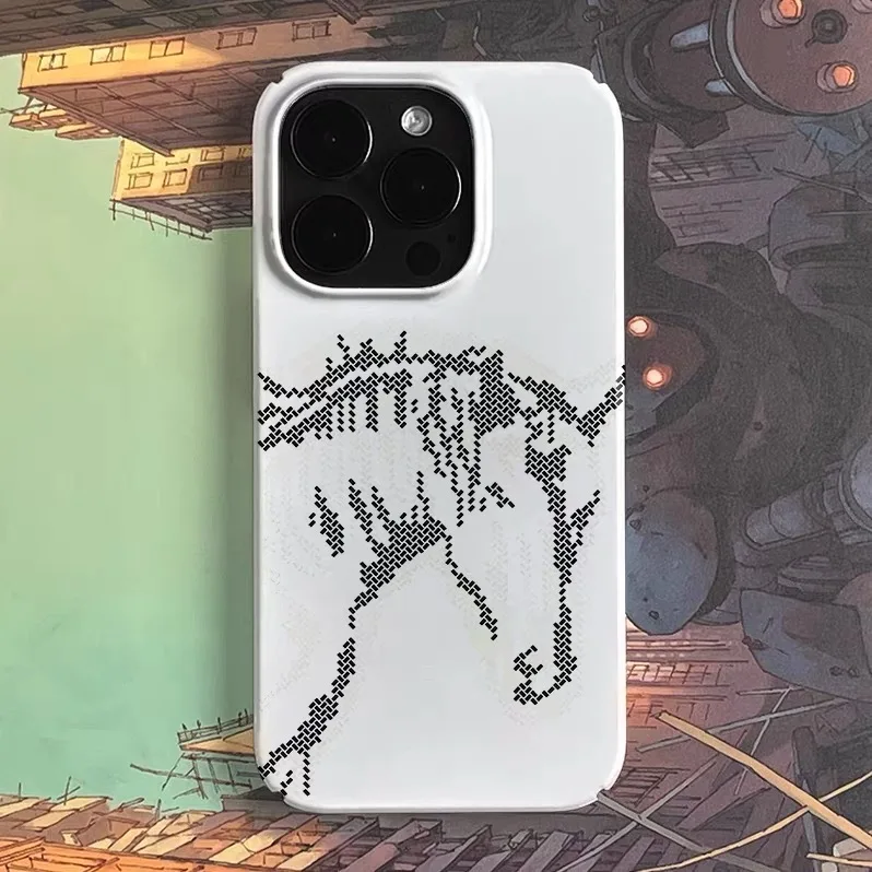 

Gray QR Code Stick Figure Horse Art Phone Case for IPHONE 17Air 16E 15PROMAX 14Plus 13 12 MINI 11 PRO 16Plus Acrylic Phone Cover