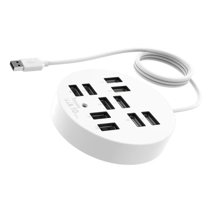 USB 2.0 Hub 10 Port Circular Expansion Dock Charging Adapter For Office And Entertainment Use Multiple Port Connection