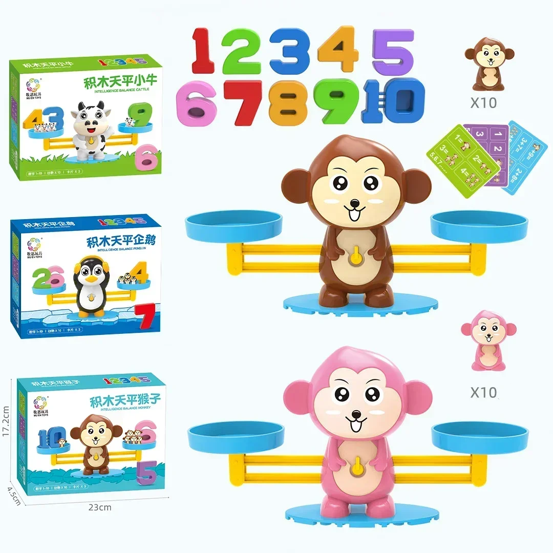 Bebê macaco equilíbrio escala jogos brinquedos montessori matemática número brinquedo digital equilíbrio escala jogo de tabuleiro educacional aprender contagem brinquedos