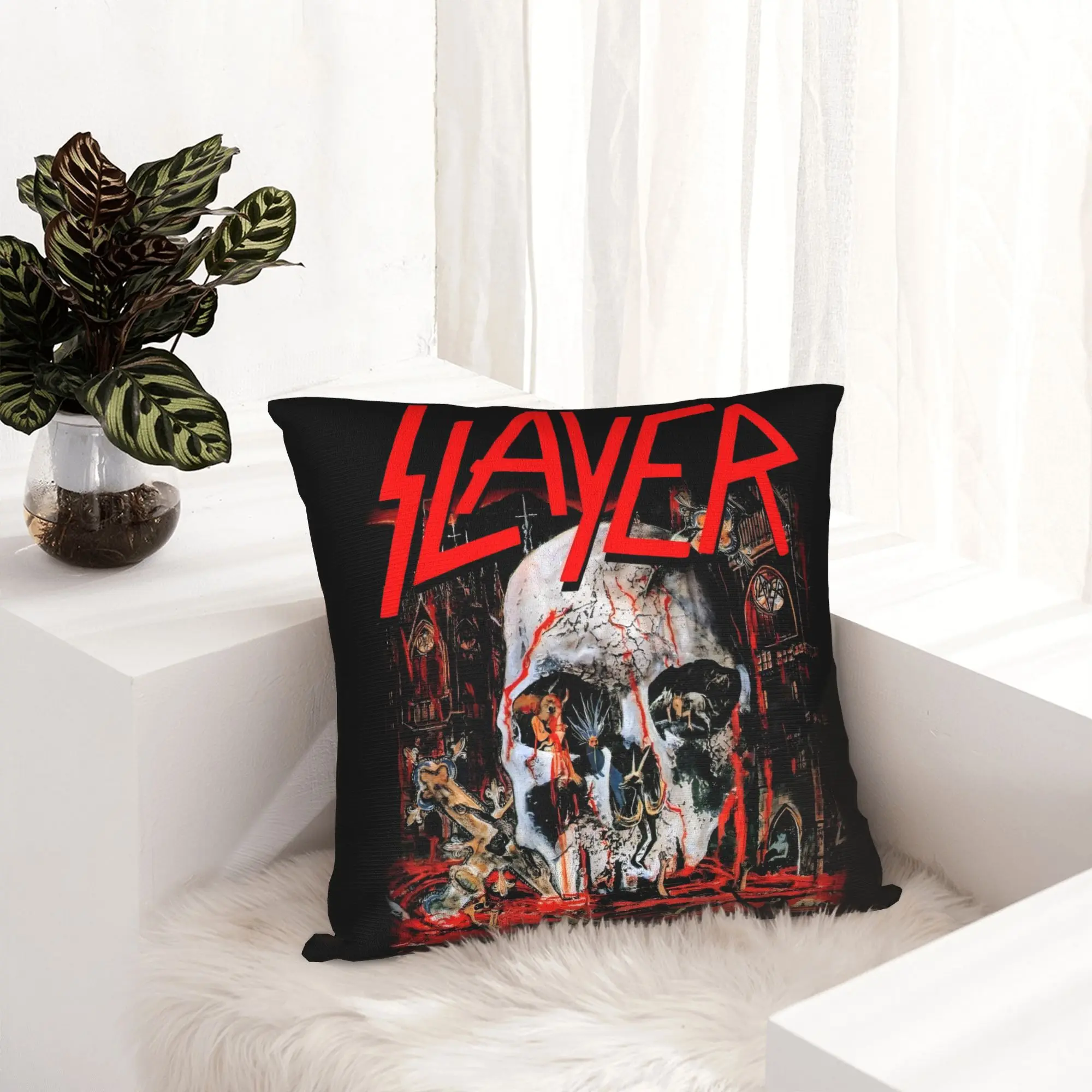 S-Slayers Cracked Skull Pillow Home Decorative Luxury Metal Band Outdoor Cushions Square Pillowcase