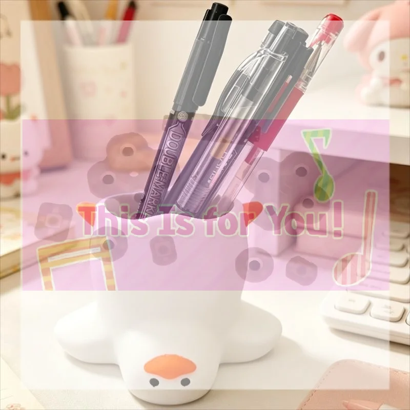 【MA】Cute And Quirky Duck-shaped Pen Holder Cartoon Desktop Storage Box Multi-functional Makeup Brush Storage Tube