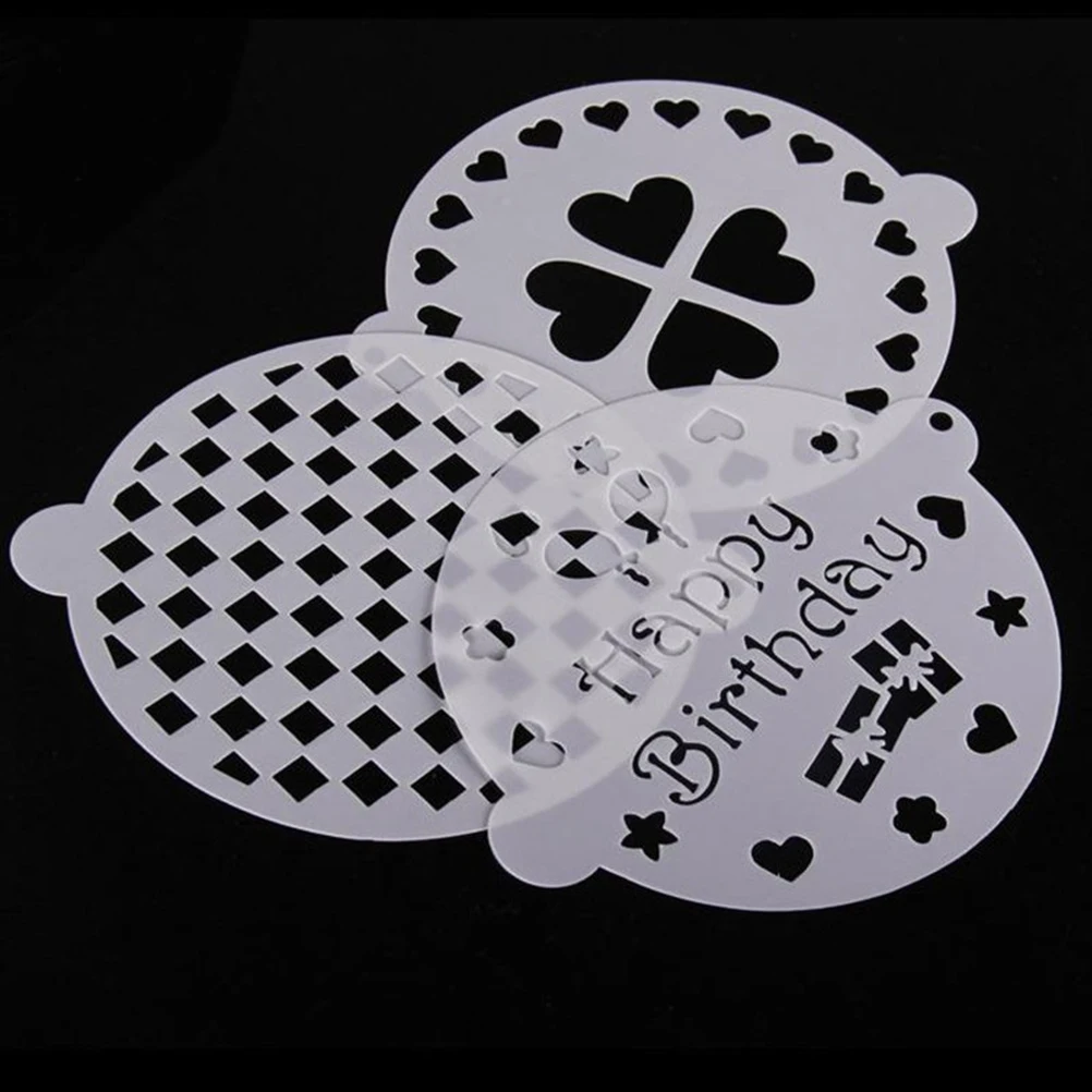 

3pcs Cake Decorating Stencil Molds Plastic Spray Tool Baking Dessert Fondant Home Art Diy Reusable Eco-Friendly Pet Transparent