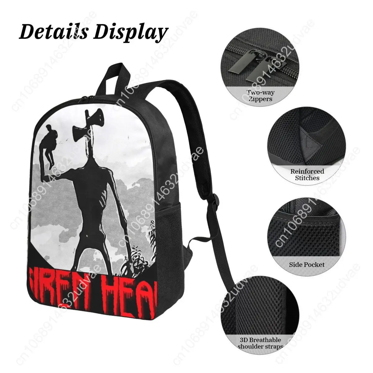 Siren Head 1 Backpack Student Boys Girls BookBag School Bag Computer Shoulder Bags 3ps Insulated Lunch Bag Pencil Case