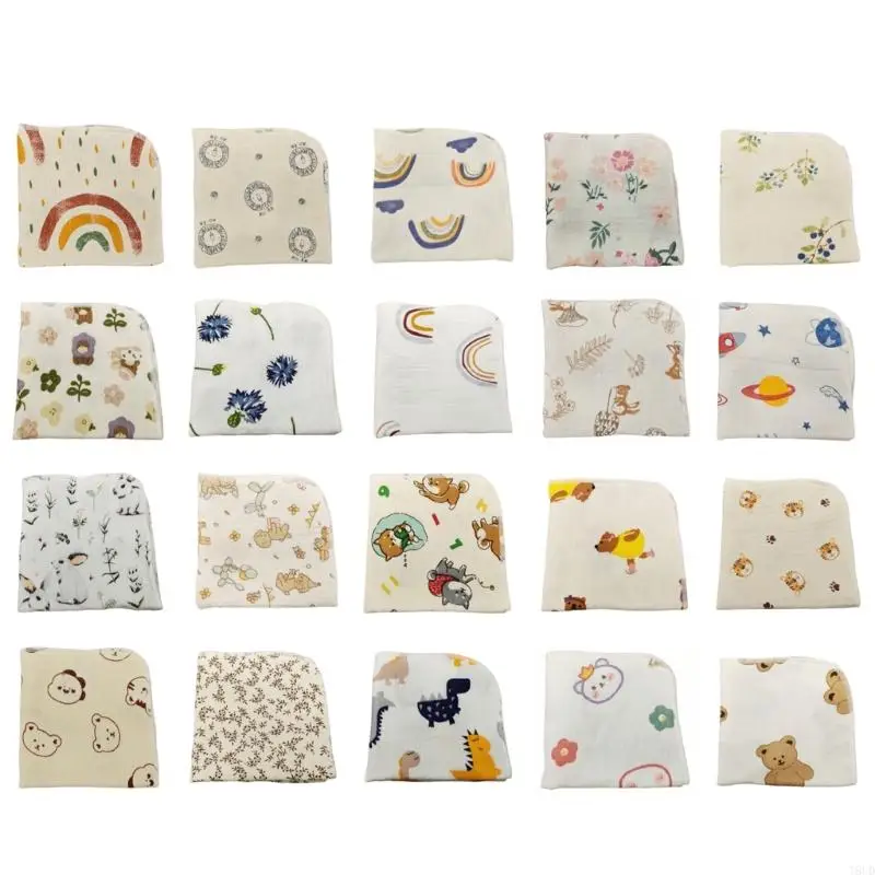 T8UD Cotton Face Towel Burping Cloth Newborns Square Towel 4-layer Small Handkerchie