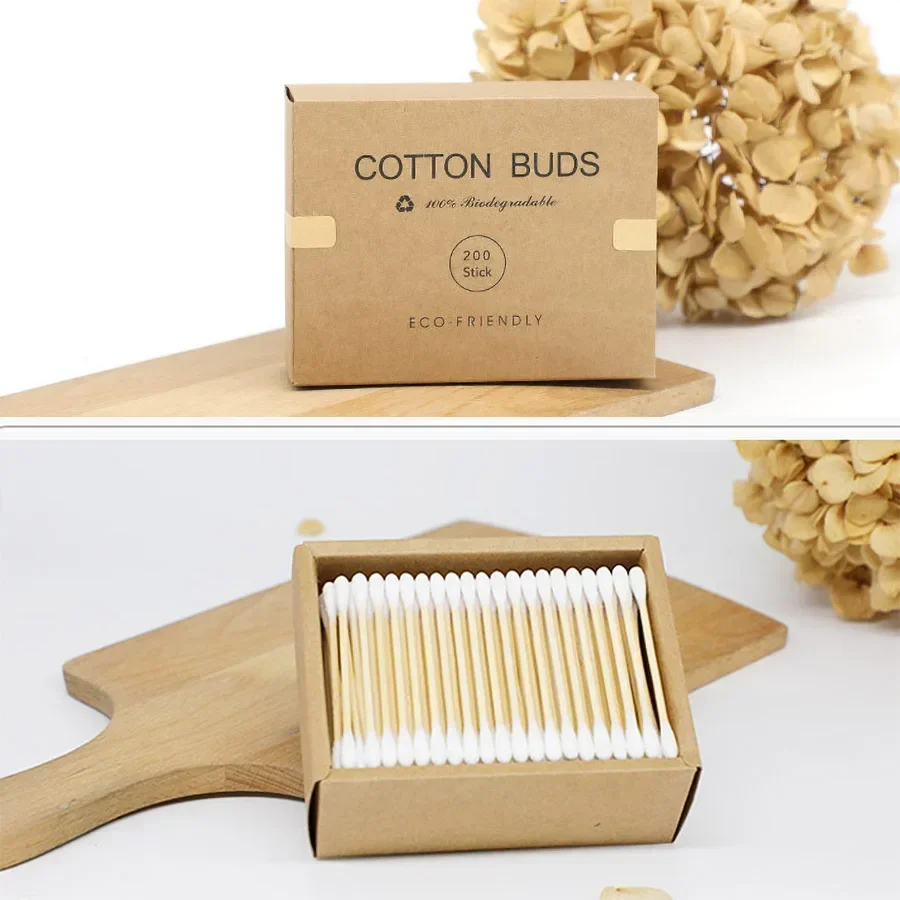 Baby Cotton Swabs Double Tips Ear and Nose Multifunctional Cleaning Stick Bamboo Cotton Swab Buds Makeup Cleaning Kid Baby